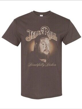Jelly Roll "Beautifully Broken" Graphic Tee Shirt Men's XL Gray Tour Merch